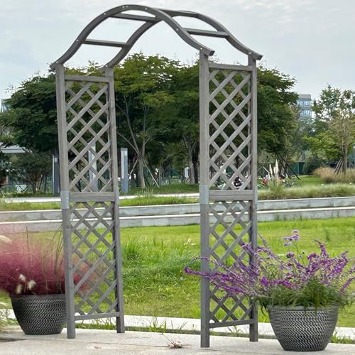 Garden Arch Wooden Pergola Feature Trellis Rose Climbing Plant Archway Grey Wood Arched Support Frame