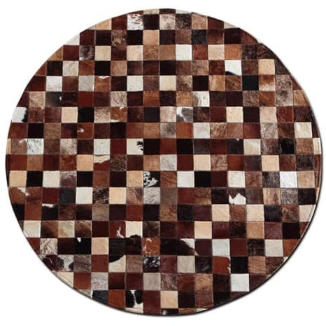 Suixtil Alfombra de Piel de Vaca de Patchwork de Lujo, Redonda, Antideslizante, insonorizada, for Oficina, ecológica, de Cuero, Grande, Hecha a Mano, for Sala de Estar.(Diameter220cm)