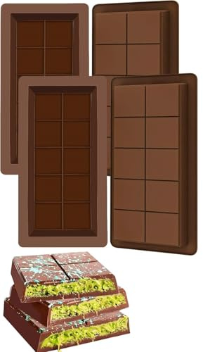 PIQIUQIU Set di 4 stampi per cioccolato, stampo in silicone per cioccolatini e dessert | Resistente in lavastoviglie, resistente al forno