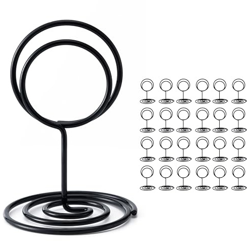 Hoewina 26Pcs Table Number Holders, Place Card Holder, Wire Picture Holder, Small Size Table Card Holders, Photo Holder for Centerpieces, Wedding Reception, Party, Birthday (Black)