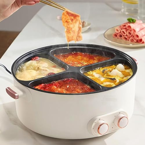 Multicooker per Stufati a Quattro Griglie, Grande Capacità, 6 L – Pentola Elettrica, Pentola Multifunzione a 4 Scomparti per Zuppe, Riso e Due Piatti Contemporaneamente, per Casa O Feste