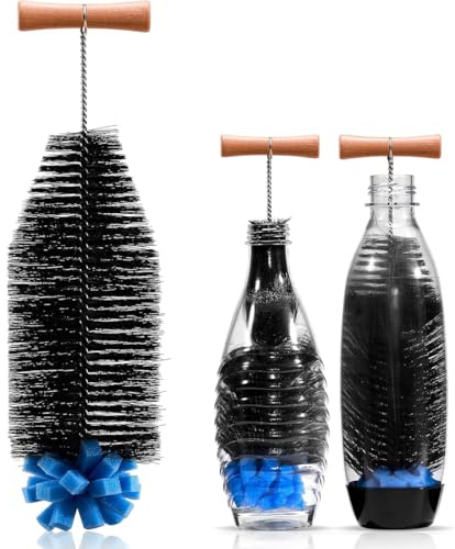 Spazzola per bottiglie, compatibile con bottiglia di vetro Sodastream, detergente per bottiglie senza graffi, spazzola per sciogliere lo sporco più ostinato