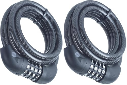 Yale Antivol à Câble à Combinaison Sécurité Essentielle YCC0/10/180/2 Acier Tressé 4 Chiffres Résistant à la Corrosion 96h Support Vélo (Lot de 2)