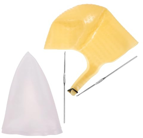 Mipcase Gorro de Silicona para Mechas 2 Piezas Tapa Decolorante con Agujas Preperforadas Color Marrón y Reutilizable para Teñir Cabello en Casa y Salones Profesionales