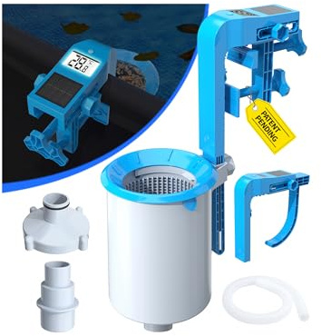 LuxBlue Skimmer Piscina Fuori Terra con Termometro Piscinas Solare, Skimmer Galleggiante Piscina con Staffa Regolabile, Skimmers di Superficie Sospeso Altamente Resistente,Raccolta di Foglie e Detriti