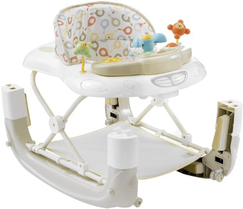 MyChild Walk'n'Rock 2-in-1 Baby Walker Neutral - Activity Center Baby Walker - Easy fold Frame for Storage - 6 Months + Anti Fall Blocks for Extra Safety and 3 Height Adjustment.