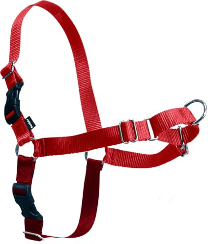 PetSafe Easy Walk-Geschirr, Anti-Zieh-Hundegeschirr, Verringert Würgen und Husten, Mit 1,8 M Leine, Größe M, Rot