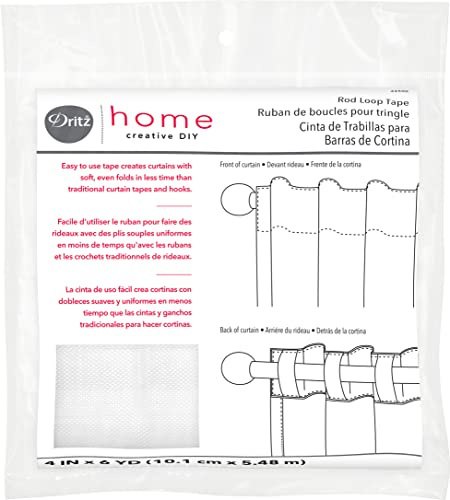 Dritz Home 44500 Woven Rod Loop Tape, 4-Inch x 6-Yards, White