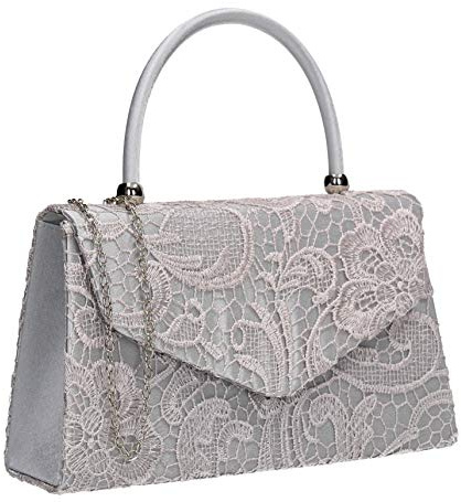 SWANKYSWANS Womens Kendall Lace Smart Elegant Clutch Silver
