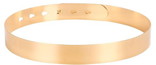 BABEYOND Metal Waistband Skinny Belt Elastic Waist Strap Stretchy Belt for Dress (Style-10-gold, Medium)