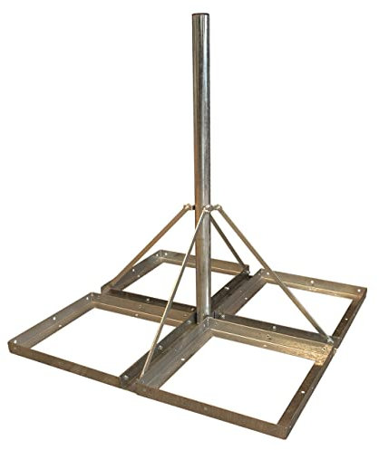 Premium X Flachdachständer Deluxe 4X 50x50cm Stahl 1,2m Mast 60mm SAT Platten-Ständer Balkonständer für Satelliten-Schüssel