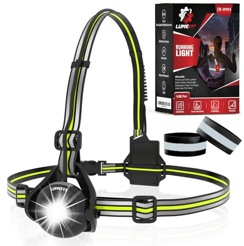 LUMEFIT Lampe Course à Pied - LED Sécurité Ultra Lumineuses et Bandes Réfléchissantes à 360° pour Jogging et Randonnée - Légère et Confortable - Batterie Longue Durée, Rechargeable Via USB