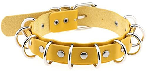 WEITING Multilayers donne ragazze imbracatura Harajuku collane in metallo rotondo goth girocollo collana collo chocker gioielli giallo