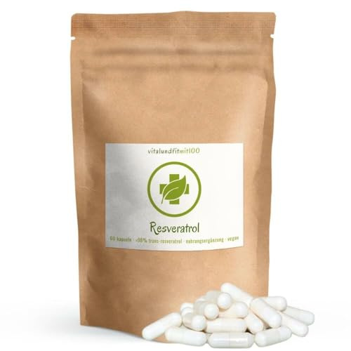 Resveratol aus Hefefermentation - 60 Kapseln à 500 mg - Premium Trans Resveratol - 100% hefefrei - hochdosiert & vegan - ohne Gentechnik - Frei von Zusatzstoffen