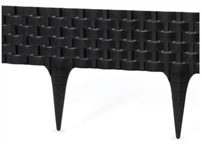 2.4 Meters Lawn Edging Black Plastic Palisade Rattan Effect - 7.87ft Long Garden Edge Border - Ground Fence for Lawn, Flower Plants and Patio
