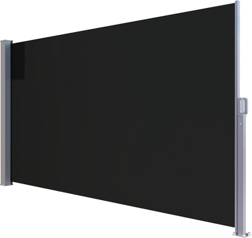 home&Trends Toldo Lateral 280 g/㎡ de Poliéster Extensible, Protección Visual, Toldo, Parabrisas y Protección Solar para Balcón, Jardín, Terraza de Acero o Aluminio (Antracita, 200 x 300 cm Acero)