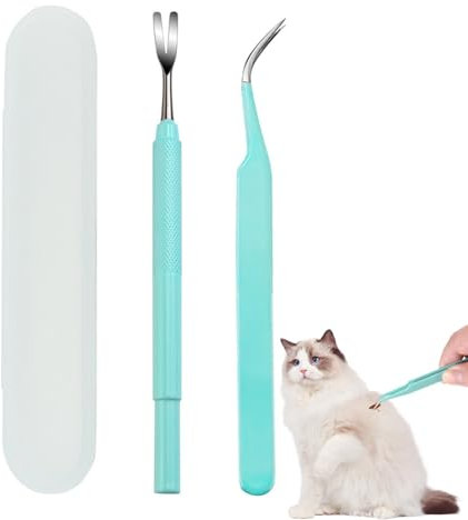 Barlone Zeckenzange 2er Set mit Etui, Zeckenzange für Hunde Katzen, Edelstahl Zeckenentferner, Einschließlich Zeckenpinzette und Zeckenhaken, Zeckenzange Mensch