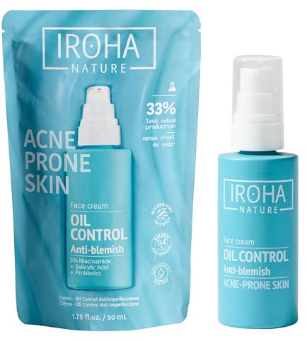 Iroha Nature - Öl-Kontrollcreme mit Salicylsäure, Zink PCA und Niacinamid | Gesichtscreme mit Akne-Trend | reduziert Pickel und Feuchtigkeit | 94% natürliche Inhaltsstoffe