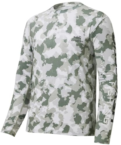 Bassdash Uomo Mimetica T Shirt da Pesca Maglietta Anti UV UPF 50+ Asciugatura Rapida Maglietta Leggera a Maniche Lunghe per Escursioni All'aperto Kayak FS37M
