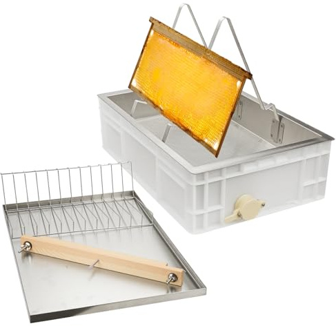 CHENNTAI Honey Extractor Kit, Beehive Uncapping Station Food-Grade Stainless Steel PE Plastic Dual Uncapping Modes Fine Filter Anti-Spill with Wooden Strip for Home Small-Scale Commercial Apiaries