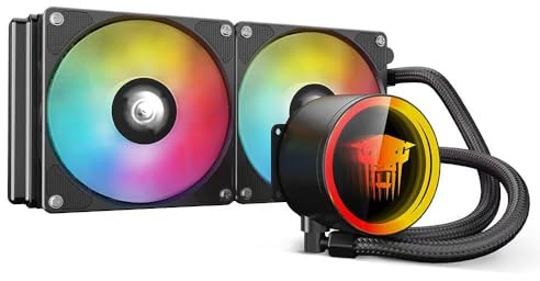 TZMRIT TK1 Farbiges Licht Aio Wasserkühlung CPU Kühler 800-1800RPM PWM Lüfter,Für LGA115X/1200/1700/1366/2011/2066,Für FM2/FM2+/AM3+/AM4/AM5 (240BK)