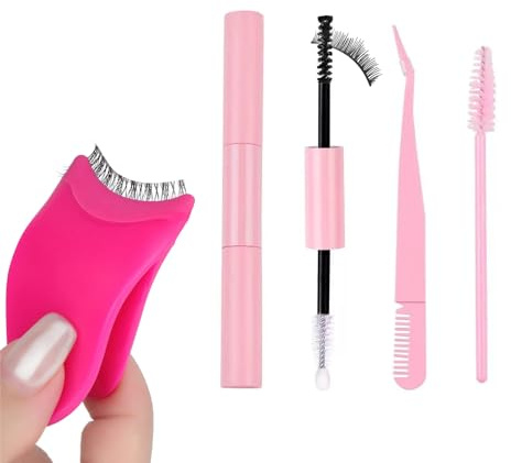 4-delars kit för lösögonfransar – rosa verktyg i rostfritt stål med mascaraborste, pincett och ögonfrans lim för salong gör-det-själv
