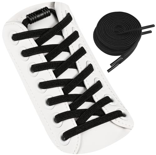 Wanme 2 Paia Elastici Lacci con Chiusura in Metallo, Lacci Piatti No Tie Senza Nodo, Shoelace Elastici con Chiusura Rapida Adatto per Scarpe da Adulto e da Bambino