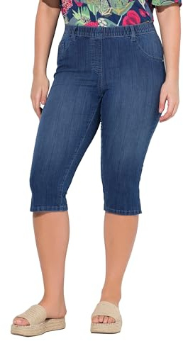 Ulla Popken Jeans-Capri Sienna, Schmales Bein, Elastikbund - Pantacourt en Jean Sienna, Jambe étroite, Taille élastique - Classique - Femme