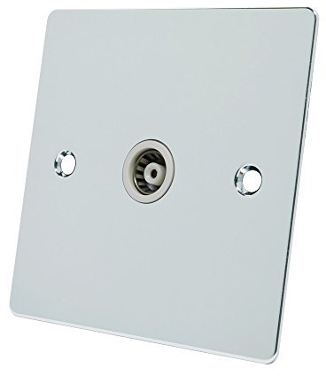 Alliance Electrical FPC1GTVWH Polished Chrome Flat TV White Insert-1 Gang Coaxial Female Socket, 240 V