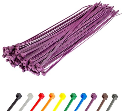 Gocableties - Fascette Plastica Viola - 200 mm x 4,8 mm - 100 Pezzi - Fascette Elettricista