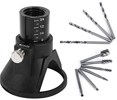 Juego de localizador giratorio para tallado de taladros, localizador de amoladora eléctrica con 4 brocas + 6 rebabas de fresado de madera HSS + 1 localizador giratorio para tallado de taladros