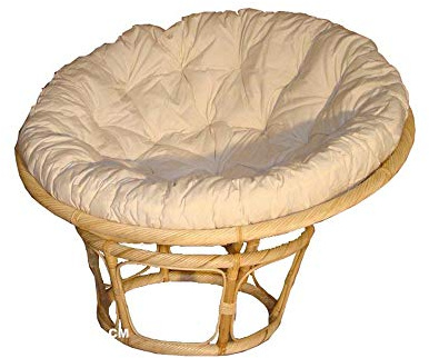 fantasie d oriente POLTRONA IN RATTAN VIMINI NATURALE PAPASAN Ø 115 CANNA CON TORCIGLIONE COMPLETA DI CUSCINO PANNA POLTRONA ROTONDA NON RATTAN SINTETICO