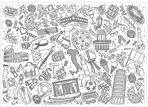 100 salvamanteles de mesa con diseño italiano, DIN A3, rectangular, juego de mesa de papel, diseño moderno, mantel individual desechable, negro y blanco, gastronomía y hogar I dv1000