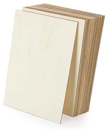 GOYADA Lot de 24 Plaque Bois Contreplaqué Brut Non Finie 300 x 200 x 2.3MM, Feuille de Bois Rectangulaire Vierge pour Bricolage, Décorer, Modèle, l'artisanat