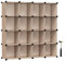SONGMICS Armario Modular, Armario 16 Cubos, Zapatero Modular, Cubos Apilables, Estante de Plástico PP, Divisor Armario, para Dormitorio, Oficina, 31 x 123 x 123 cm, Marrón Camello LPC442K01