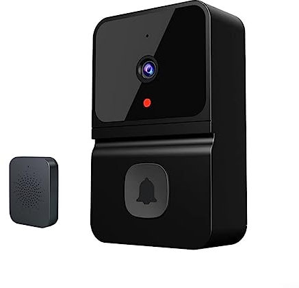 Campanello video intelligente, videocamera wireless WiFi, campanello visivo remoto senza fili con citofono vocale a 2 vie, nero