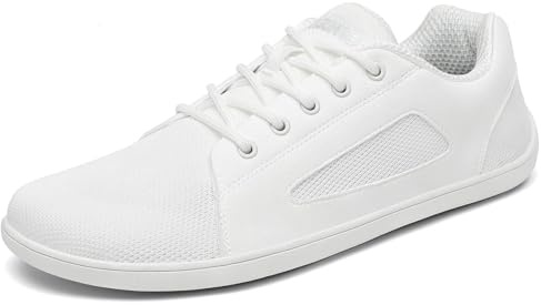 SAGUARO Unisex Barefoot Zapatillas Luck Ⅰ- Minimalistas Hombre Mujer Punto Zapatos Descalzos Exterior Zapatillas Trail Running Flexibles Pies Anchos Fitness para Zero Drop Soles Blanco,GR.46