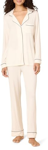 Amazon Essentials x Sofia Grainge Conjunto de Pijama Modal Elástico de Manga Larga y Pantalón de Longitud Completa Mujer, Marfil, XS