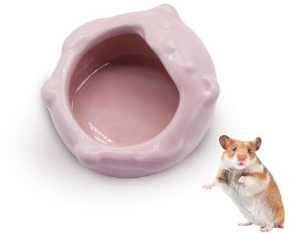 LuckyOpt Kleine Keramik-Haustier-Hamsterschale, leicht zu reinigen, Anti-Klapp-Schüssel, Futter- und Wassernapf für Goldbären, Kaninchen, Igel, holländische Schweine, Papageien (Rosa)