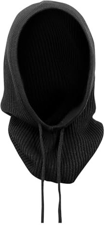 Schlupfmütze Winter-Ski-Strickmütze, Winddicht, Hals-Ohren-Wärmer-Schal, Kopfschutz für Männer und Frauen im Freien Kinder Fliegermütze (Black, One Size)