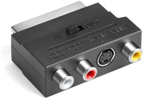 Yewseas Adapter Scart auf 3 x in Out + S-Video S-VHS, Anschluss Audio Video in Schwarz für eine optimale Übertragung von Bild und Ton, ideal für Ihre AV-Geräte