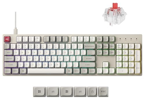 Keychron Mekanisk tangentbord C2 Pro med kabel med samplingsfrekvens på 8 K Hz, full storlek, anpassad RGB-bakgrundsbelysning, värmeväxling, ingen glans, PBT-tangenter kompatibla med Mac