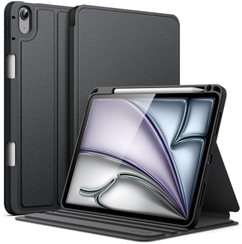 JETech Custodia per iPad Air 11 Pollici M4/M3/M2 (2026/2025/2024), iPad Air 5/4 (2022/2020 5a/4a 10,9 Pollici) con Portapenne, Sottile Folio Supporto Cover, Multi-Angolo Visualizzazione (Nero)