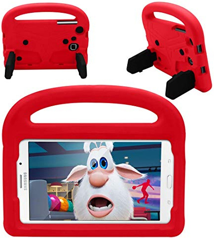 Resa med surfplatta Tablet Väska For Samsung Galaxy T230 / T235 Silikonväska For barn, For ShocktoFous Lightweight Dropproof Stand Case, med handtag och kickstand(Rosso)