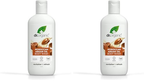 Dr Organic Moroccan Argan Oil Body Wash, Shower Gel, Natural, Vegan, Cruelty-Free, Paraben & SLS-Free, Recyclable & Recycled Ocean Bound Plastic, Certified Organic, 250ml, Packaging may vary