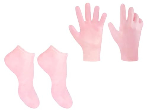 VINTORKY Guanti e Calzini Idratanti per Piedi in Sebs per Rimozione Calli e Cura Pelle Secca, Set 1 Rosa, Comfort e Pelle Morbida Quotidiana