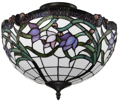 BELOFAY Wild Vine Jewel Pendant Ceiling Light Shade, Tiffany Ceiling Light Stained Glass Handmade Uplighter Shade Ceiling Lights for Living Room and Lounge | 16x11 inches (WxH)