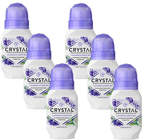 Crystal Mineral Deodorant Roll-On, Lavender & White Tea 2.25 oz (Pack of 6)