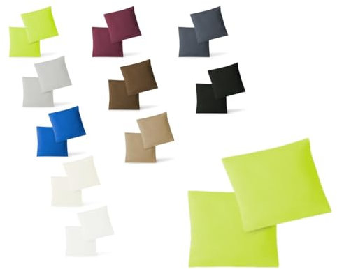 EXKLUSIV HEIMTEXTIL Kissenhülle Kissenbezug Doppelpack mit Reißverschluss hochwertige Jersey Qualität Apfelgrün 40 x 40 cm