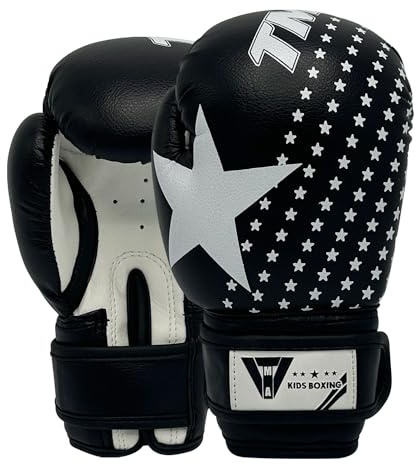 TMA Junior Kids Boxing Gloves Best for Kickboxing, Martial Arts, MMA, Muay Thai 2-oz (Black)